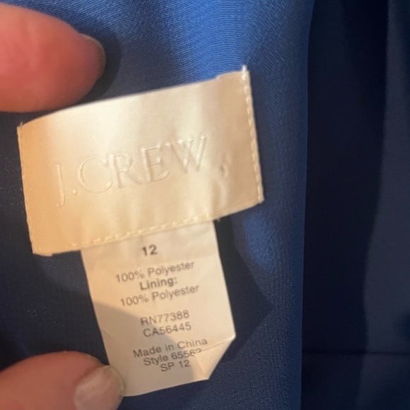 J. Crew Satin Fit and Flare Blue Surplice Neckline Dress Size 12 - Picture 8 of 8